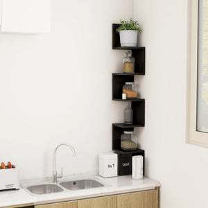 Galleria Design Wall Corner Shelf Black 20x20x127.5 cm Engineered Wood