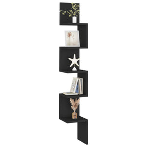 Galleria Design Wall Corner Shelf Black 20x20x127.5 cm Engineered Wood