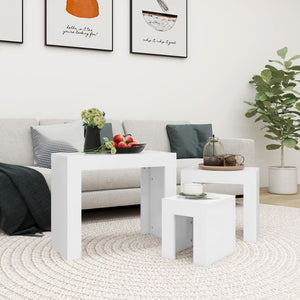 Galleria Design Nesting Coffee Tables 3 pcs White Engineered Wood