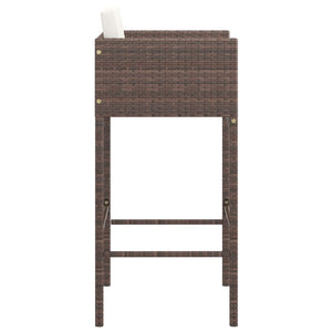 Galleria Design Bar Stools 2 pcs with Cushions Brown Poly Rattan