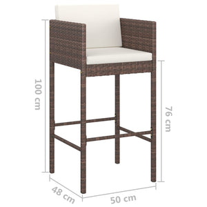 Galleria Design Bar Stools 2 pcs with Cushions Brown Poly Rattan