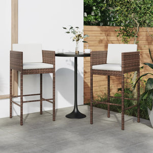 Galleria Design Bar Stools 2 pcs with Cushions Brown Poly Rattan