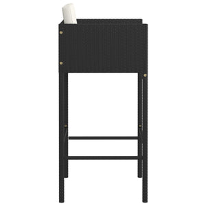 Galleria Design Bar Stools 2 pcs with Cushions Black Poly Rattan