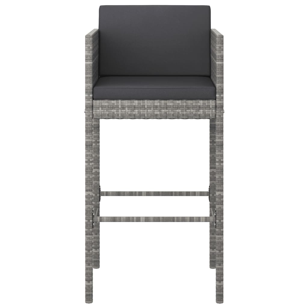 Galleria Design Bar Stools 2 pcs with Cushions Grey Poly Rattan