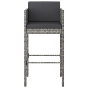 Galleria Design Bar Stools 2 pcs with Cushions Grey Poly Rattan