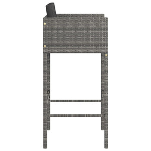 Galleria Design Bar Stools 2 pcs with Cushions Grey Poly Rattan