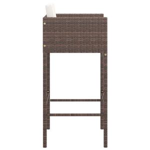 Galleria Design Bar Stools 4 pcs with Cushions Brown Poly Rattan