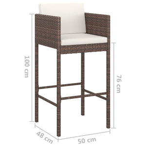 Galleria Design Bar Stools 4 pcs with Cushions Brown Poly Rattan