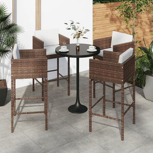 Galleria Design Bar Stools 4 pcs with Cushions Brown Poly Rattan