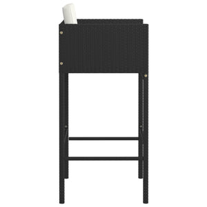 Galleria Design Bar Stools 4 pcs with Cushions Black Poly Rattan