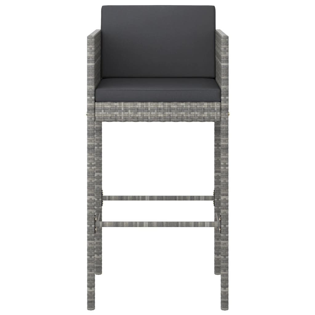 Galleria Design Bar Stools 4 pcs with Cushions Grey Poly Rattan