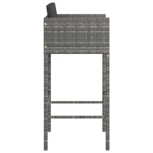 Galleria Design Bar Stools 4 pcs with Cushions Grey Poly Rattan