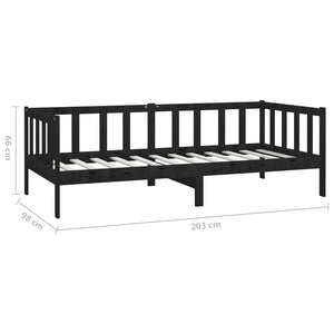 Galleria Design Day Bed without Mattress Black Solid Wood Pine 90x200 cm