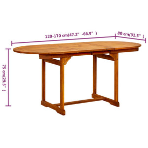 Galleria Design Garden Dining Table (120-170)x80x75 cm Solid Acacia Wood