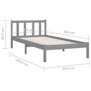 Galleria Design 810069 Galleria Design Bed Frame without Mattress Grey Solid Wood 90x200 cm