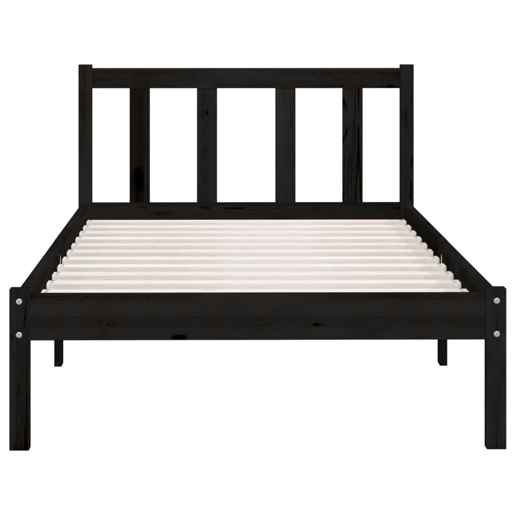 Galleria Design 810071 Galleria Design Bed Frame without Mattress Black Solid Wood 90x200 cm