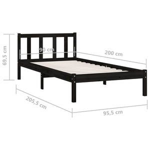 Galleria Design 810071 Galleria Design Bed Frame without Mattress Black Solid Wood 90x200 cm