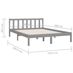 Galleria Design 810084 Galleria Design Bed Frame without Mattress Grey Solid Wood 140x200 cm