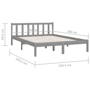 Galleria Design 810094 Galleria Design Bed Frame without Mattress Grey Solid Wood 160x200 cm