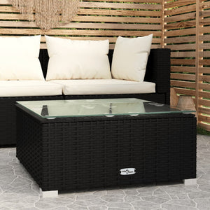 Galleria Design Garden Coffee Table Black 60x60x30 cm Poly Rattan and Glass