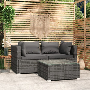 Galleria Design 4 Piece Garden Lounge Set with Cushions Black Poly Rattan