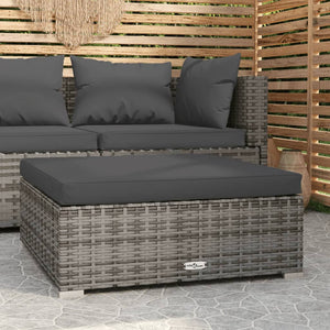 Galleria Design Garden Footrest with Cushion Black 70x70x30 cm Poly Rattan