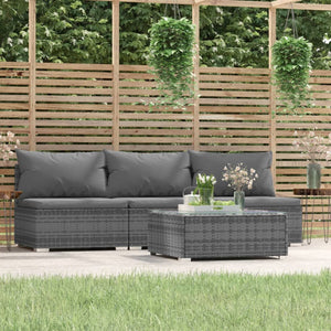 Galleria Design 4 Piece Garden Lounge Set with Cushions Black Poly Rattan