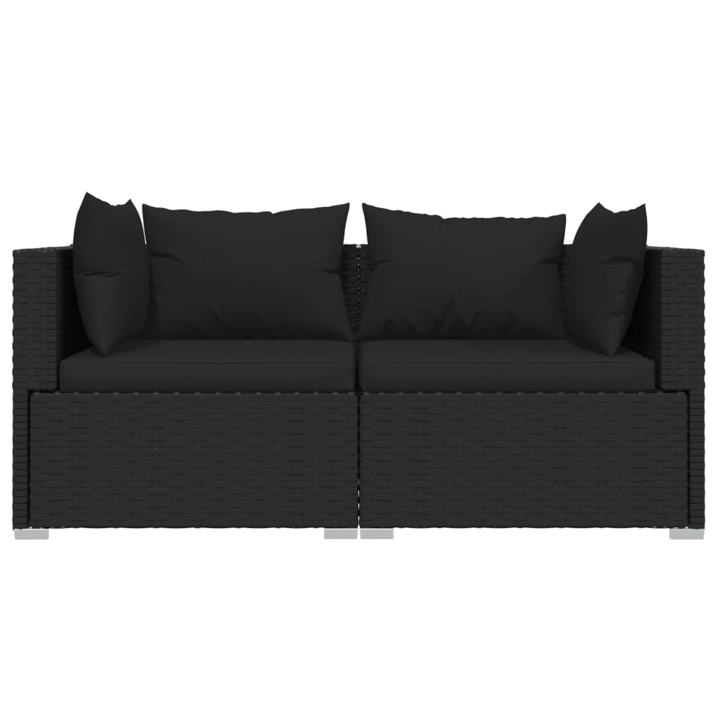 Galleria Design 4 Piece Garden Lounge Set with Cushions Black Poly Rattan