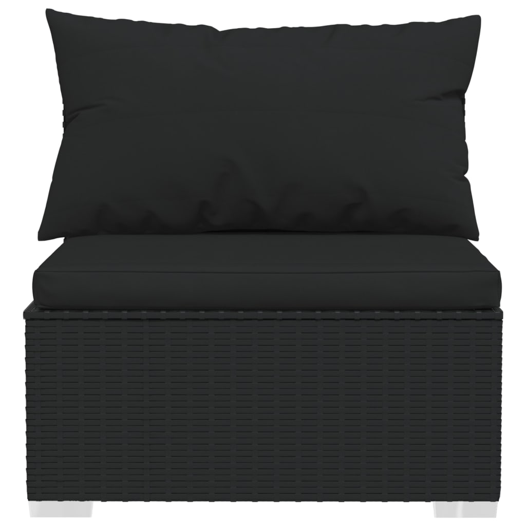 Galleria Design 3-Seater Sofa with Cushions Black Poly Rattan