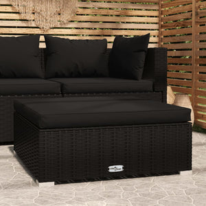 Galleria Design Garden Footrest with Cushion Black 70x70x30 cm Poly Rattan