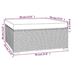 Galleria Design Garden Footrest with Cushion Grey 70x70x30 cm Poly Rattan