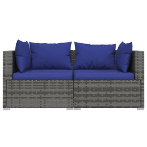 Galleria Design 3 Piece Garden Lounge Set with Cushions Grey Poly Rattan