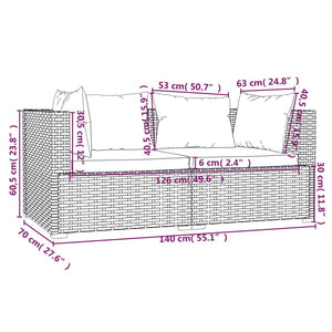 Galleria Design 3 Piece Garden Lounge Set with Cushions Grey Poly Rattan