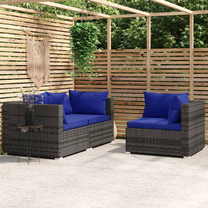 Galleria Design 3 Piece Garden Lounge Set with Cushions Grey Poly Rattan