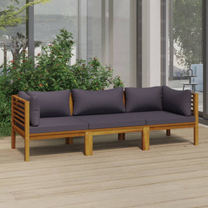 Galleria Design 3-Seater Garden Sofa with Cushion Solid Acacia Wood