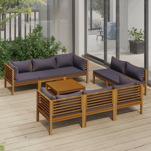 Galleria Design 9 Piece Garden Lounge Set with Cushion Solid Acacia Wood