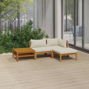 Galleria Design 4 Piece Garden Lounge Set with Cream Cushion Solid Acacia Wood