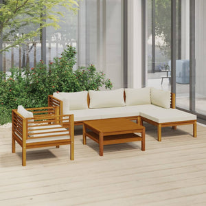 Galleria Design 6 Piece Garden Lounge Set with Cream Cushion Solid Acacia Wood