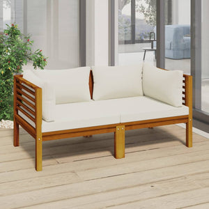 Galleria Design 2-Seater Garden Sofa with Cream Cushion Solid Acacia Wood