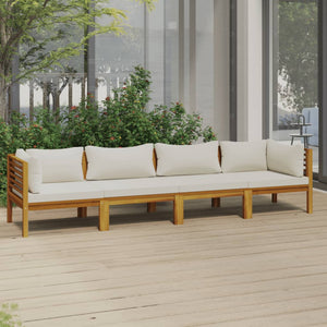 Galleria Design 4-Seater Garden Sofa with Cream Cushion Solid Acacia Wood