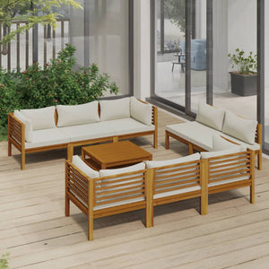 Galleria Design 9 Piece Garden Lounge Set with Cream Cushion Solid Acacia Wood