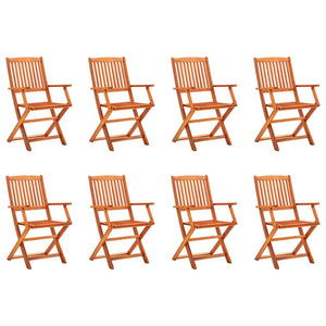 Galleria Design Folding Garden Chairs 8 pcs Solid Eucalyptus Wood