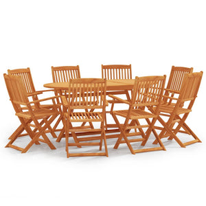 Galleria Design 9 Piece Folding Outdoor Dining Set Solid Eucalyptus Wood