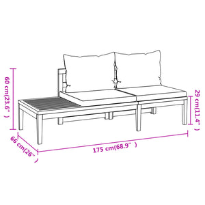 Galleria Design 3 Piece Garden Lounge Set with Cream White Cushions Acacia Wood