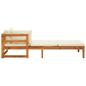 Galleria Design Sun Loungers with Cream White Cushions 2 pcs Acacia Wood