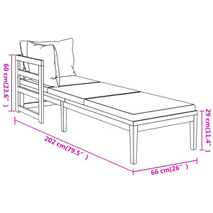 Galleria Design Sun Loungers with Cream White Cushions 2 pcs Acacia Wood