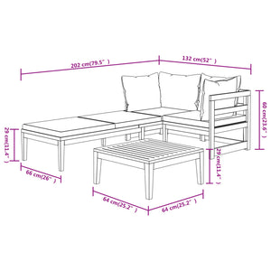 Galleria Design 3 Piece Garden Lounge Set with Dark Grey Cushions Acacia Wood