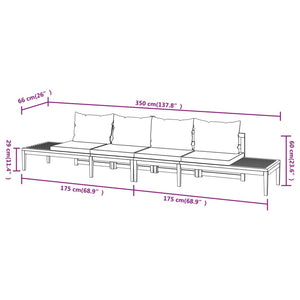 Galleria Design Garden Benches with Dark Grey Cushions 2 pcs Acacia Wood