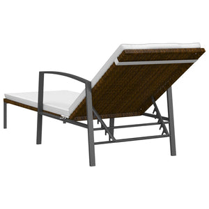 Galleria Design Garden Sun Lounger with Cushion Poly Rattan Brown