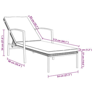 Galleria Design Garden Sun Lounger with Cushion Poly Rattan Brown